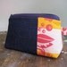 Zipper pouch-  pink and yellow damask with denim