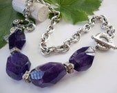 Large Amethyst Gemstone Sterling Silver Necklace