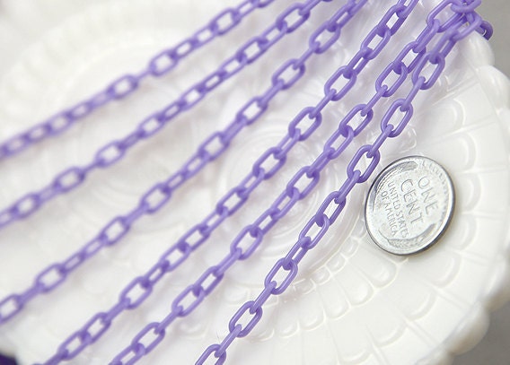 7mm Delicate Plastic Purple Chain - 39 inches / 100 cm - 2 pieces