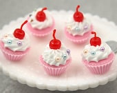 30mm Fake Cupcake Decorations or Charms - for making fake food crafts - 2 pc set