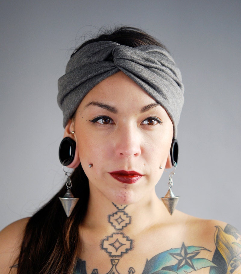 Charcoal Rayon Turban Twist HeadBand