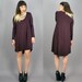 KEEKO - Sample SALE  Draped Rounded hemline Long sleeved Dress -  Burgundy S/M