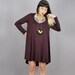 KEEKO - Sample SALE  Draped Rounded hemline Long sleeved Dress -  Burgundy S/M