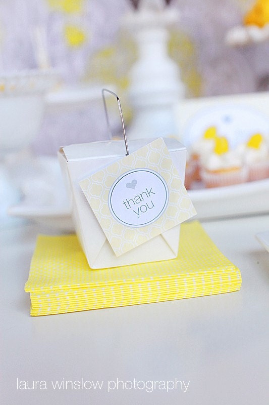 Yellow and Gray Printable Favor Tags by The TomKat Studio