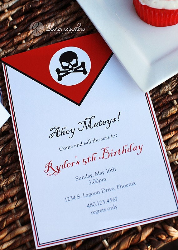 Pirate Party Printable Invitation Design by The TomKat Studio