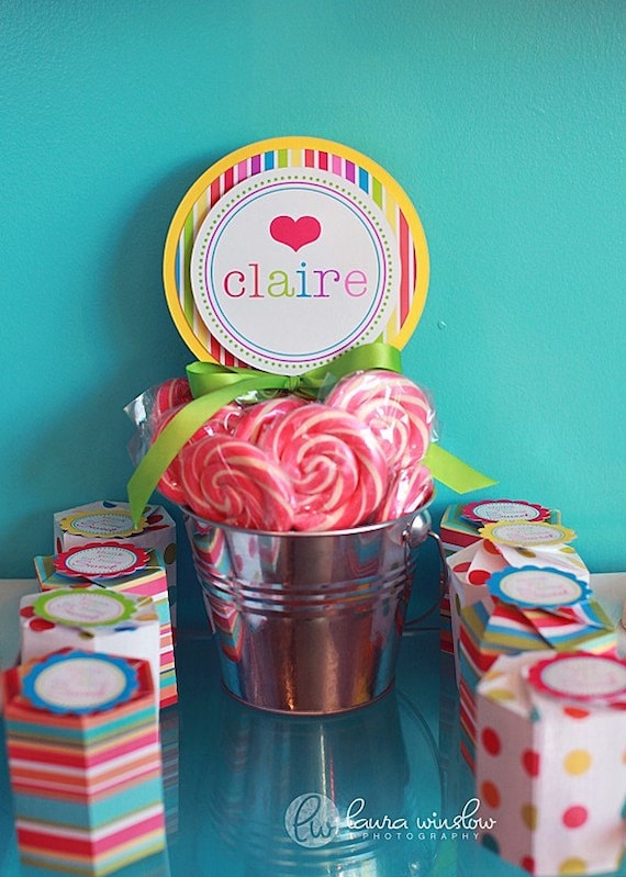 Lollipop Cake Topper 4" Party Circles - Lollipop Party Collection - The TomKat Studio Il_570xn