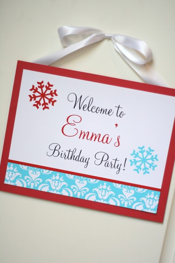 Snowflake Christmas Party - Printable Welcome Sign - The TomKat Studio Il_570xn