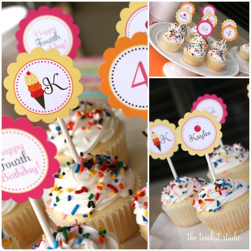 Ice Cream Party Collection - Printable Party Circles - The TomKat Studio Il_570xn
