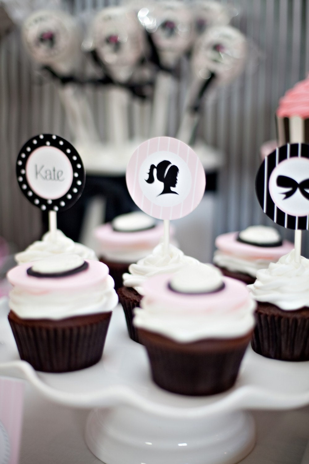 Glamour Girl in Paris Party Printable Cupcake Toppers by The TomKat Studio Il_570xn