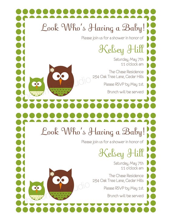Owl Baby Shower Printable Invitation Design by The TomKat Studio Il_570xn