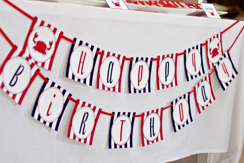 CUSTOM Happy Birthday Banner - Your Choice COLORS Fonts Text - The TomKat Studio