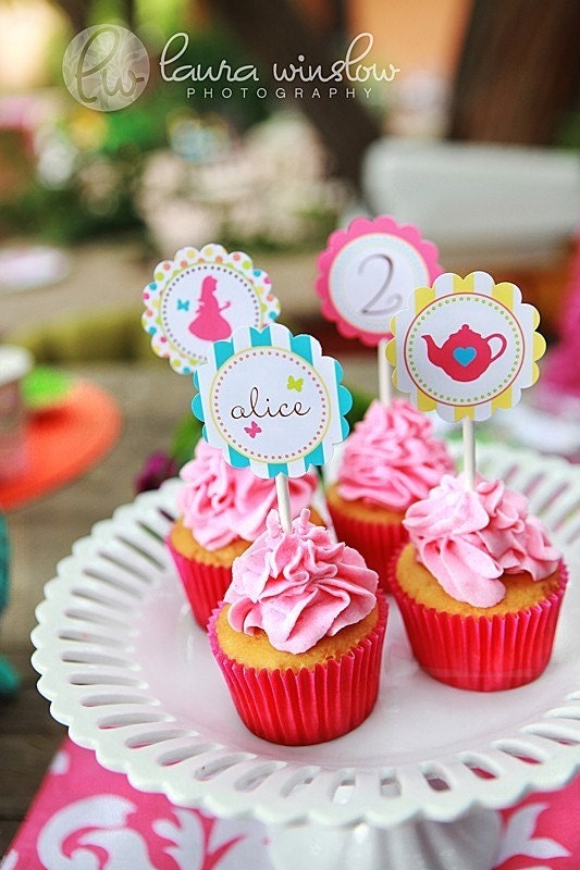 Alice in Wonderland Birthday Party Printable Full Collection by The TomKat Studio