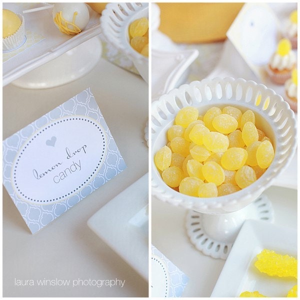 Yellow and Gray Printable Favor Tags by The TomKat Studio