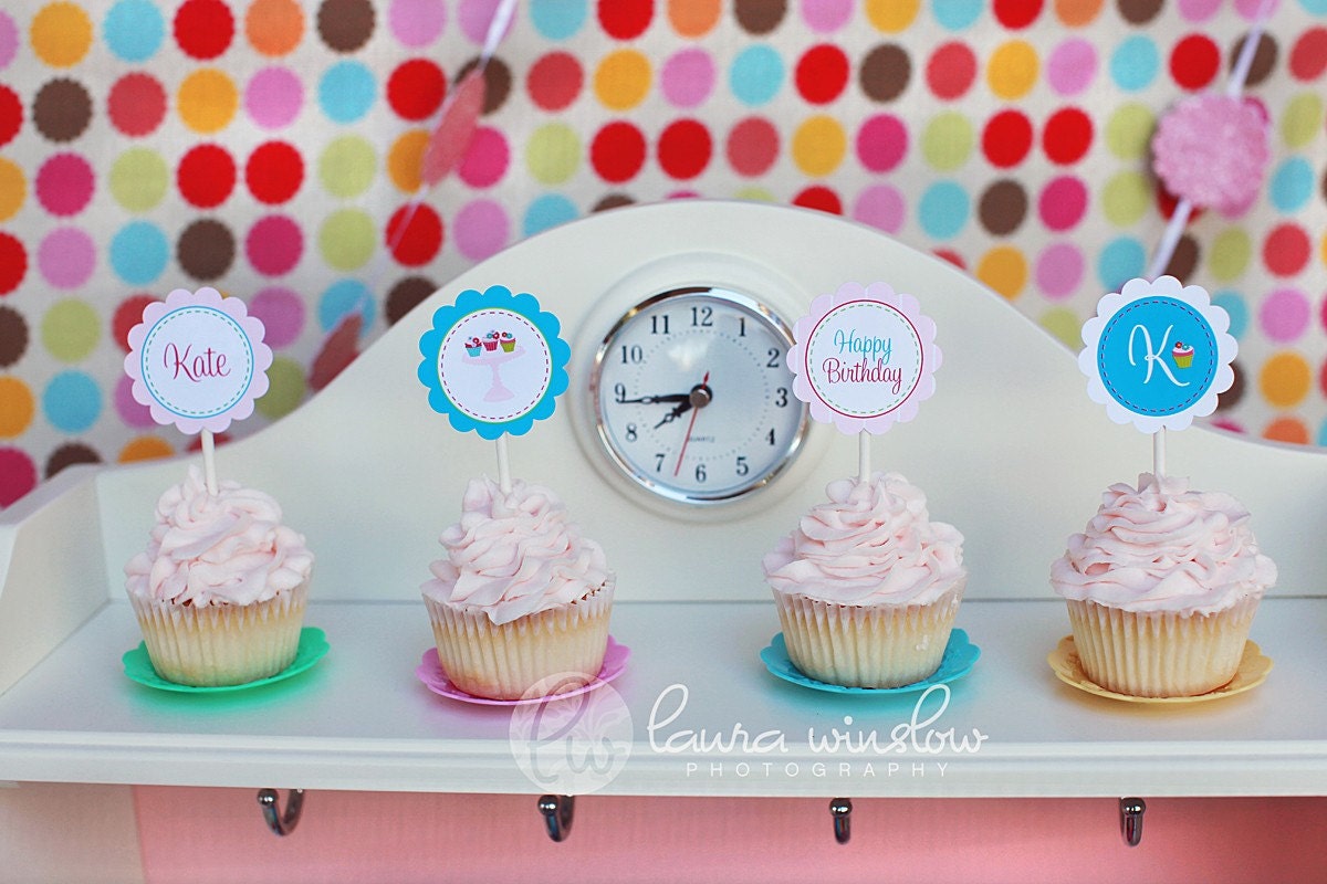 Printable Party Circles - Cupcake Bake Shoppe Party Collection - The TomKat Studio