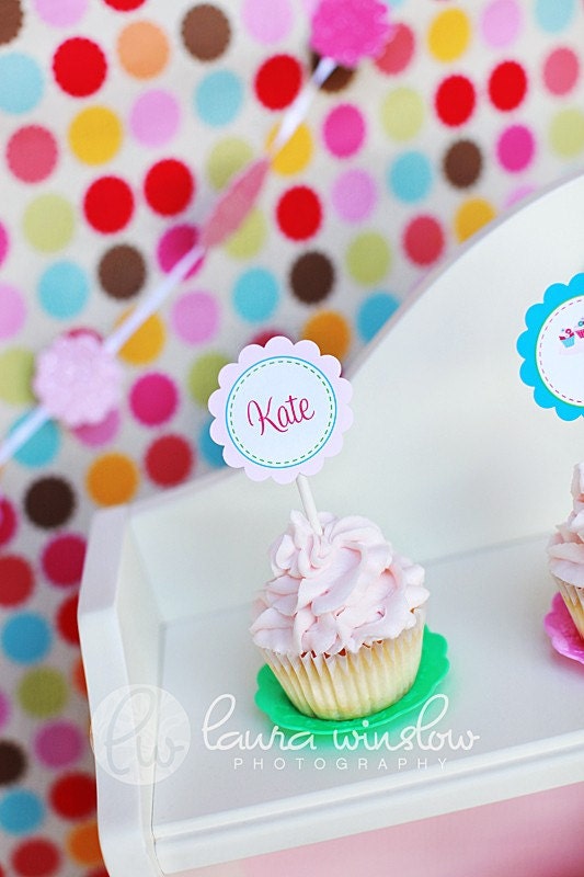 Printable Party Circles - Cupcake Bake Shoppe Party Collection - The TomKat Studio