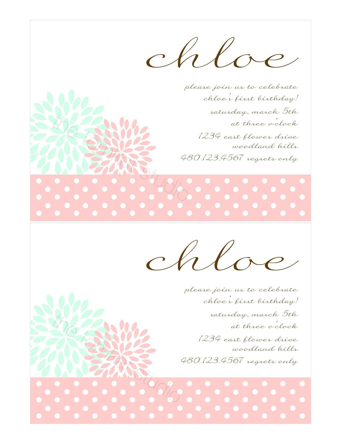 Flower Garden Party Printable Invitation Design by The TomKat Studio