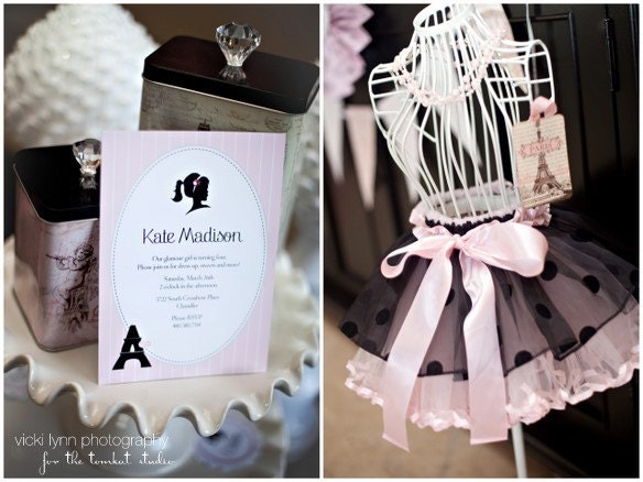 PRINTABLE Invitation Design - Glamour Girl in Paris Party Collection - The TomKat Studio