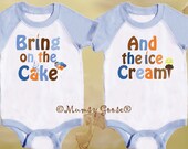 Twin Boys Birthday Shirts Twin Cake Smash Onesies by Mumsy Goose Twin 1st Birthday Rompers