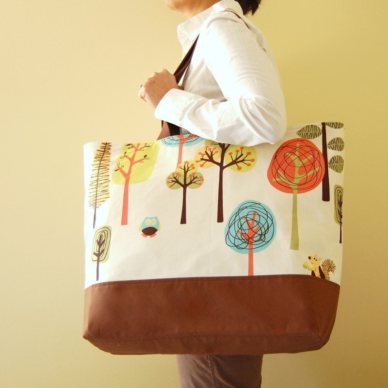 Modern Woodland XL Extra Large BIG Tote Bag / Beach Bag - Ready to Ship