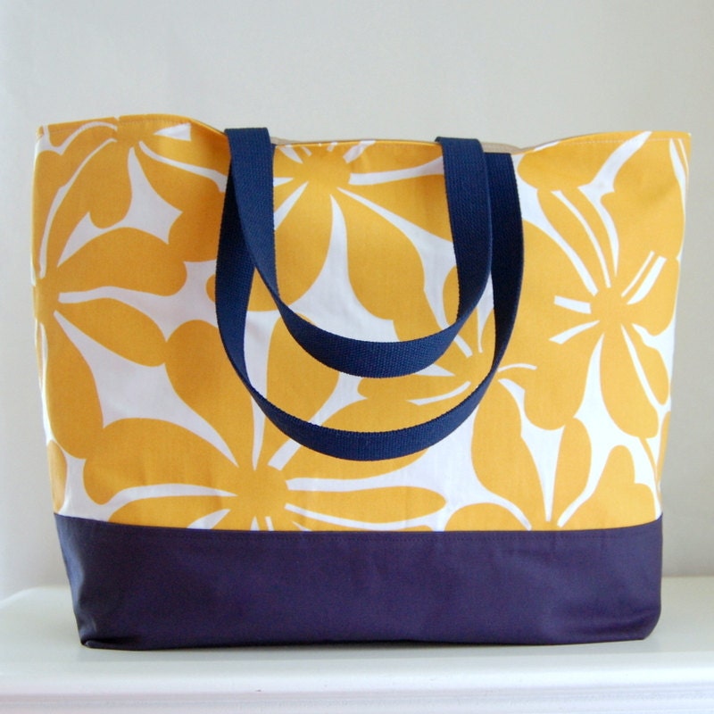 Twirly Yellow X LARGE Tote Bag / Beach Bag