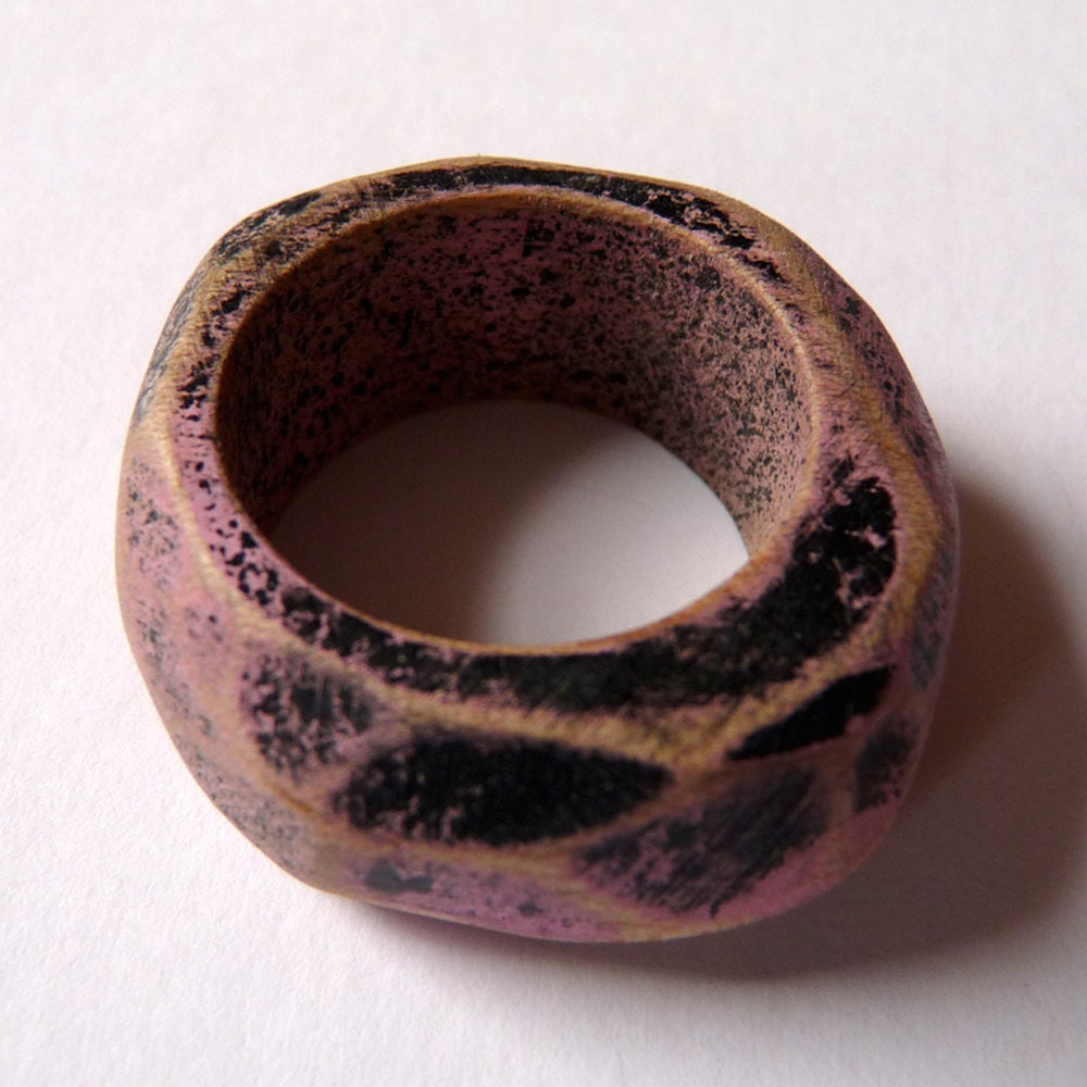 Pink and black rock ring - made to order