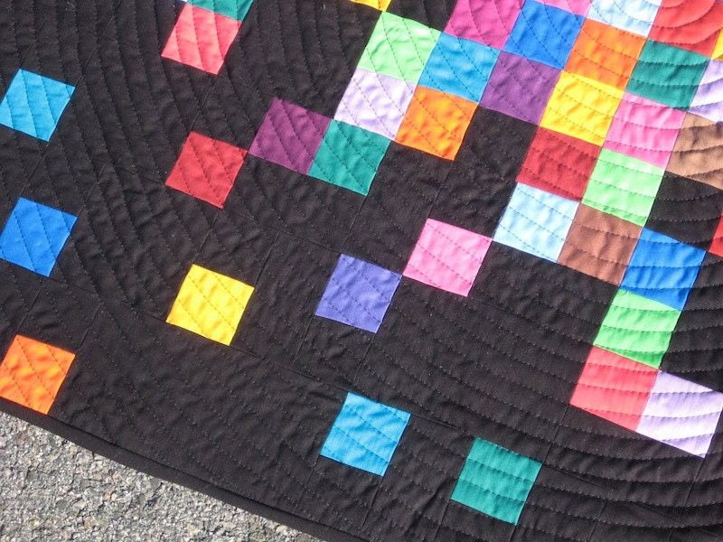 ON SALE - Modern Baby Quilt - Pixelated Patchwork