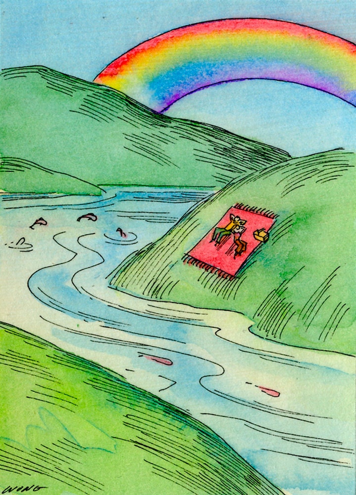 Original ACEO Painting -- Sunday relaxing