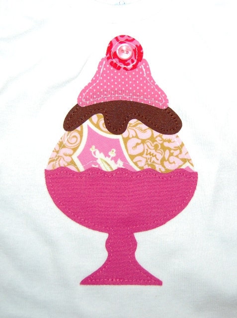Birthday Shirt ... Girls Ice Cream Sundae tee done in Pinks and Browns Il_170x135