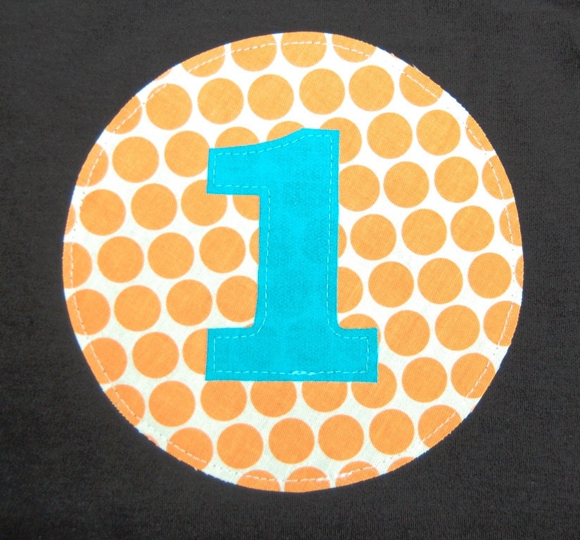 1st Birthday Tee ... Boys Orange Polka Dot First birthday shirt ... Ready to Ship in size 18 - 24 months short sleeve