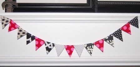 Black White Red Mini Fabric Cake Bunting Banner - Birthday Party Il_570xn