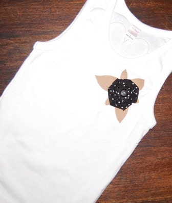Ready To Ship CLEARANCE ... Girls Size 6 ... Black Polka Dot Rosette Shirt ... birthday shirt ...The Neutral Collection Il_570xn