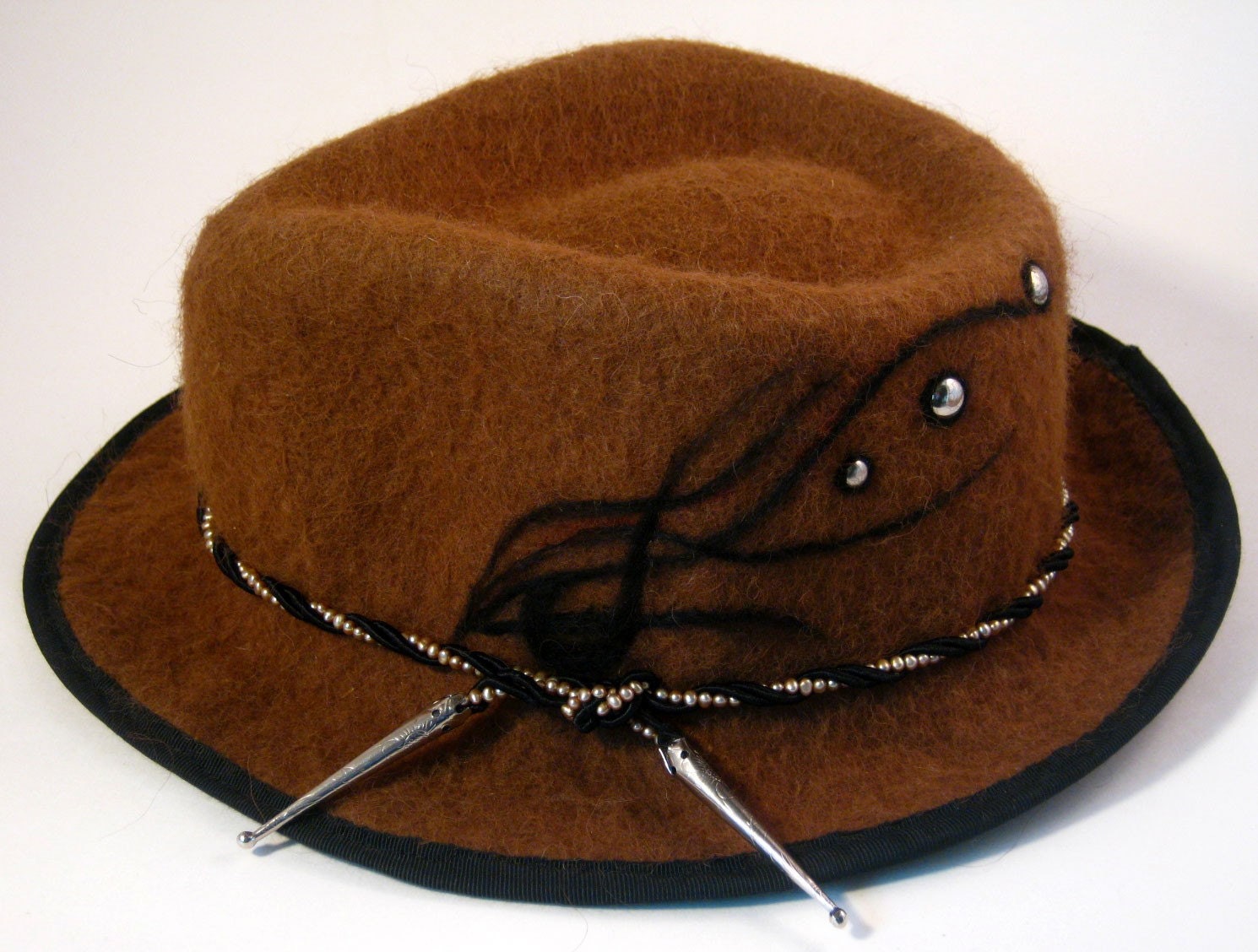 Brown stingy brim fedora hat