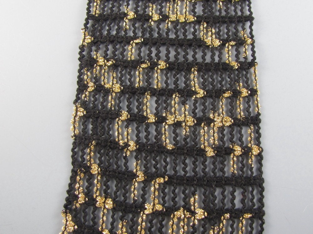 Trendsetter Yarns Scarf  Fabric Grid Black with Gold Accents