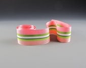 Grosgrain Ribbon Papaya Peach Striped 1 1/2" Wide   3 yards