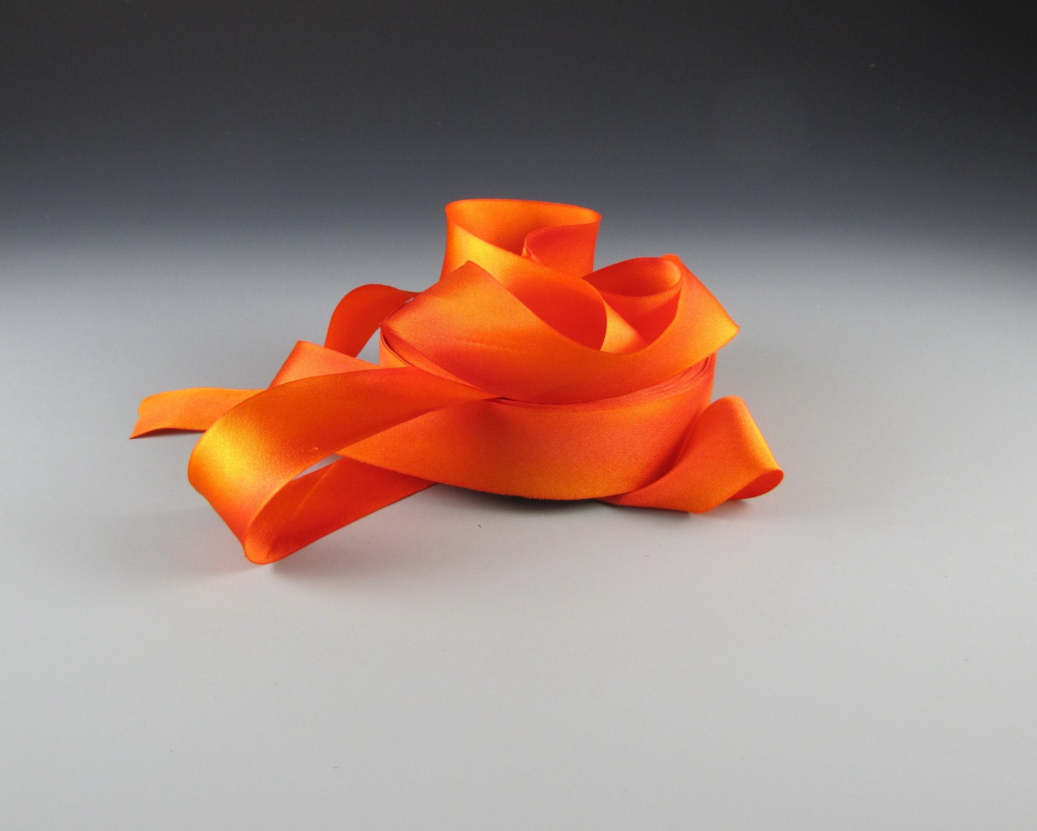 Ribbon Hanah Silk Satin 1" Wide California Poppy Orange 3 yd length
