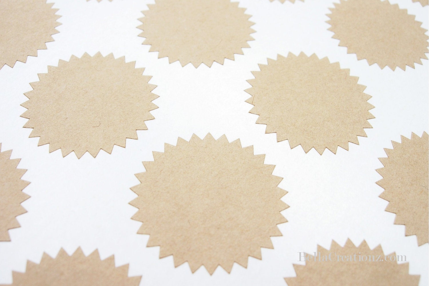 Kraft Starburst Stickers - Envelope Seals - FREE SHIPPING