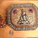 aNtique GOddess Primitive etruscan Turquoise coral Box and brooch