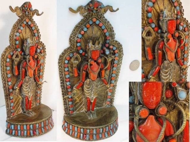 Mystical antique Antique coral turquoise Snake Goddess alter