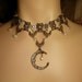 Mystical Moon Gothic necklace festoon glass and rhinestones with gunmetal drops