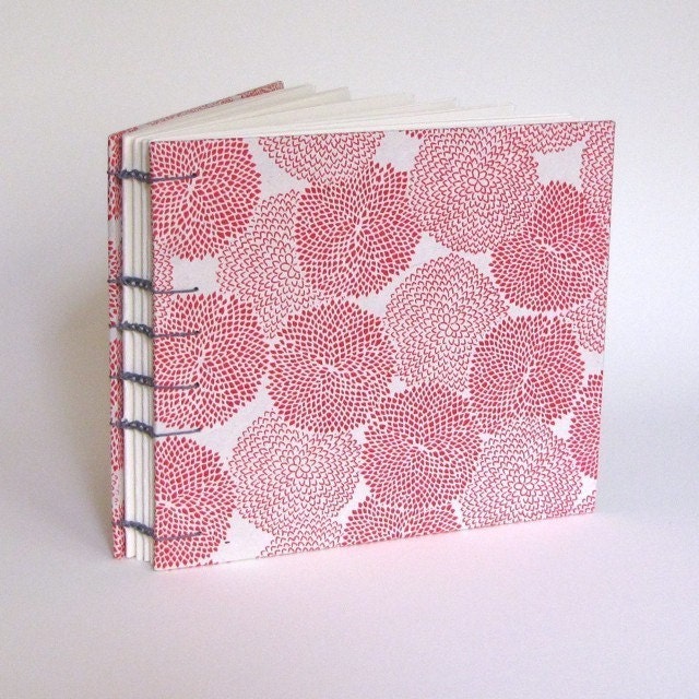 Medium Red Mums on Natural Guest Book, Made To Order