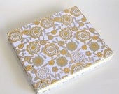 Silver and Gold Zinnias on Natural, Large Wedding Guest Book, Made To Order