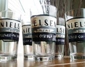 Beer Label (4 glasses) Custom Hand Painted Wedding Glassware