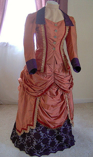 FOR ORDERS ONLY - Custom Made for You - 1870s Victorian Dress 1880s Bustle Gown Old West - Sass - Skirt Bodice - 1800s Wedding Bridal