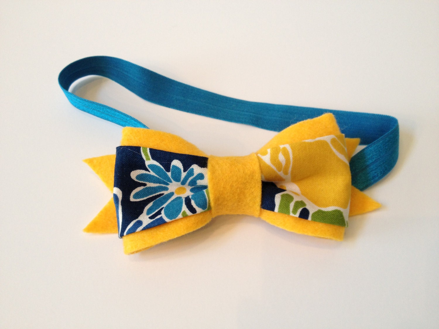 Lemon Blueberry Cake - fabric and eco felt bow headband