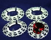 4pcs Filigree Prong Setting 30x25mm Oval Fits 18x13mm Cabochon Cameo Jewel -Silver