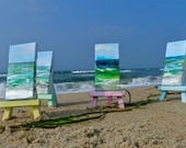 Peaceful Sky / A mini Slice of the Beach / Original acrylic on canvas,  choice of natural or painted easel