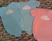 Set of 30 any color Baby shower onesie napkins or banner decoration adorned with white clouds. Il_170x135