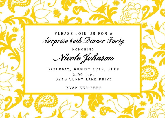 Yellow flower and paisley invitations for any occasion Il_570xn