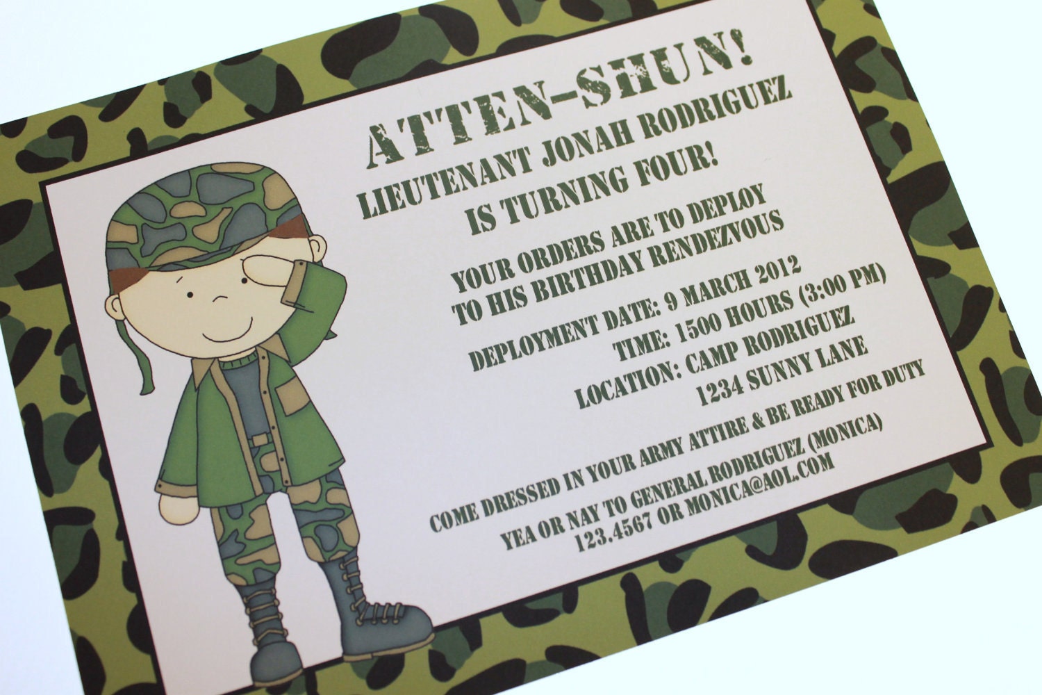 Army, Military, Camo, Camouflage Birthday Invitations Il_570xn