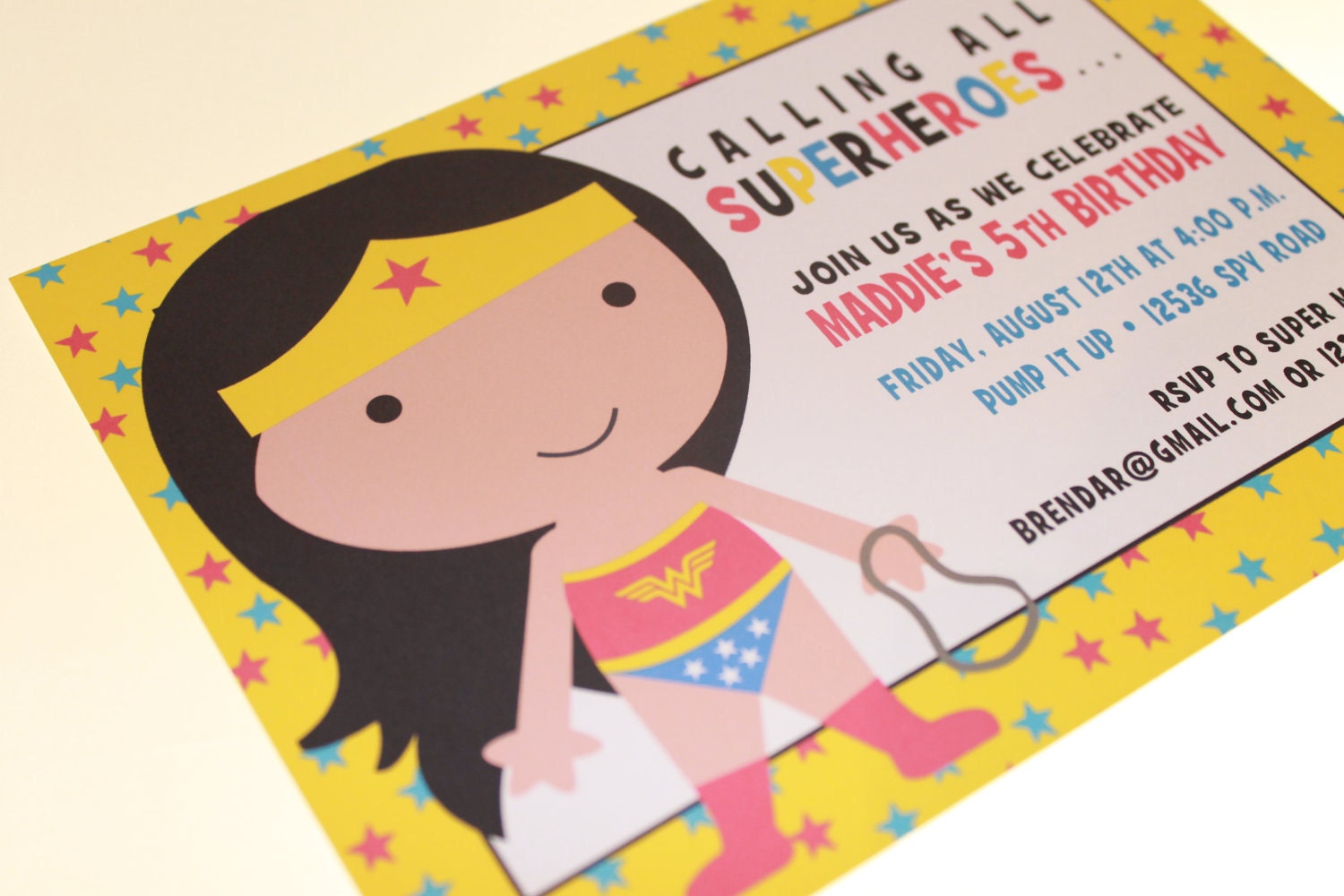 Wonder Girl Superhero Birthday Invitations Il_570xn